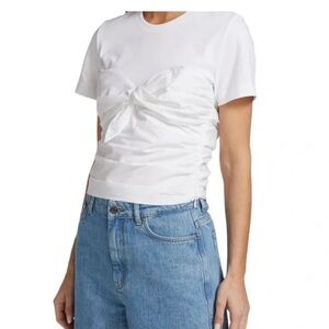 Tanya Taylor White Bow Accent Tee
